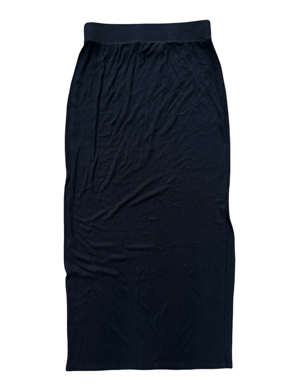 FP Beach Black Micro Ribbed Maxi Skirt Small Pull On Lightweight Casual Coastal